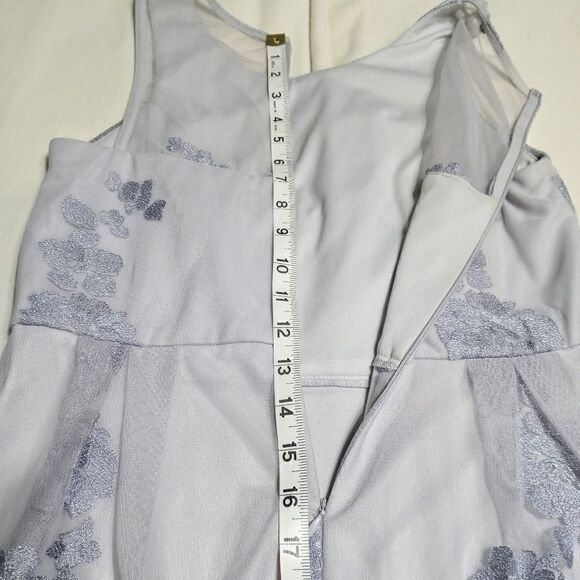 Scarlett Silver Embroidery Mesh Fit and Flare Dress 4 Petite - Picture 11 of 12